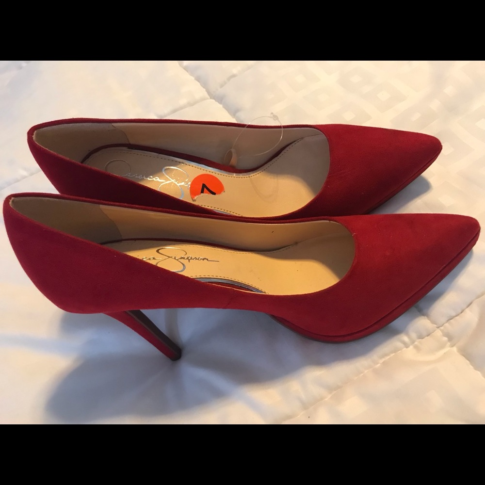 Red Suede Jessica Simpson Pumps Size 7